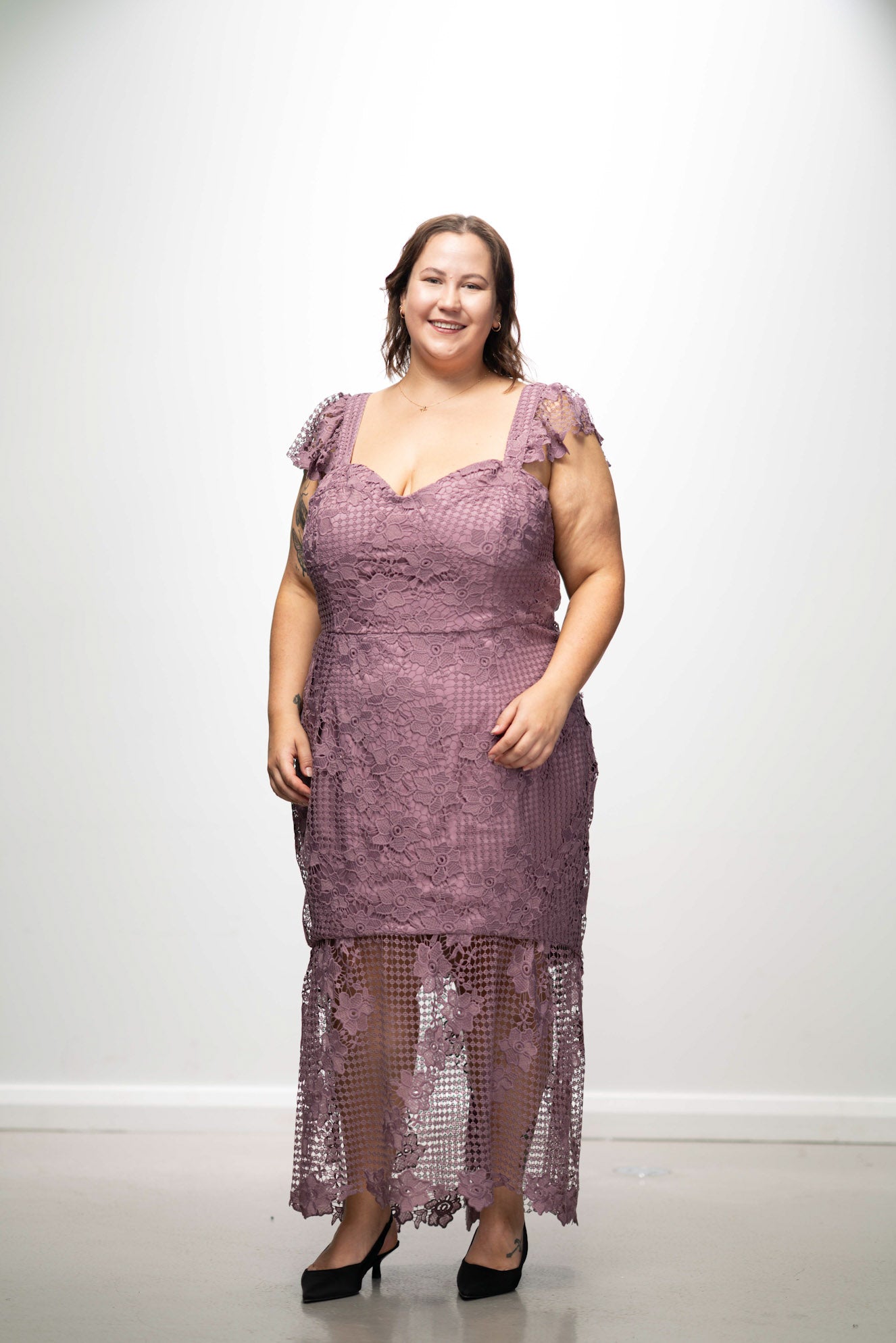 Mauve Lace Mermaid Midi
