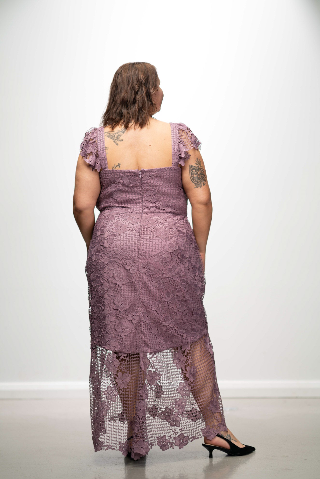 Mauve Lace Mermaid Midi