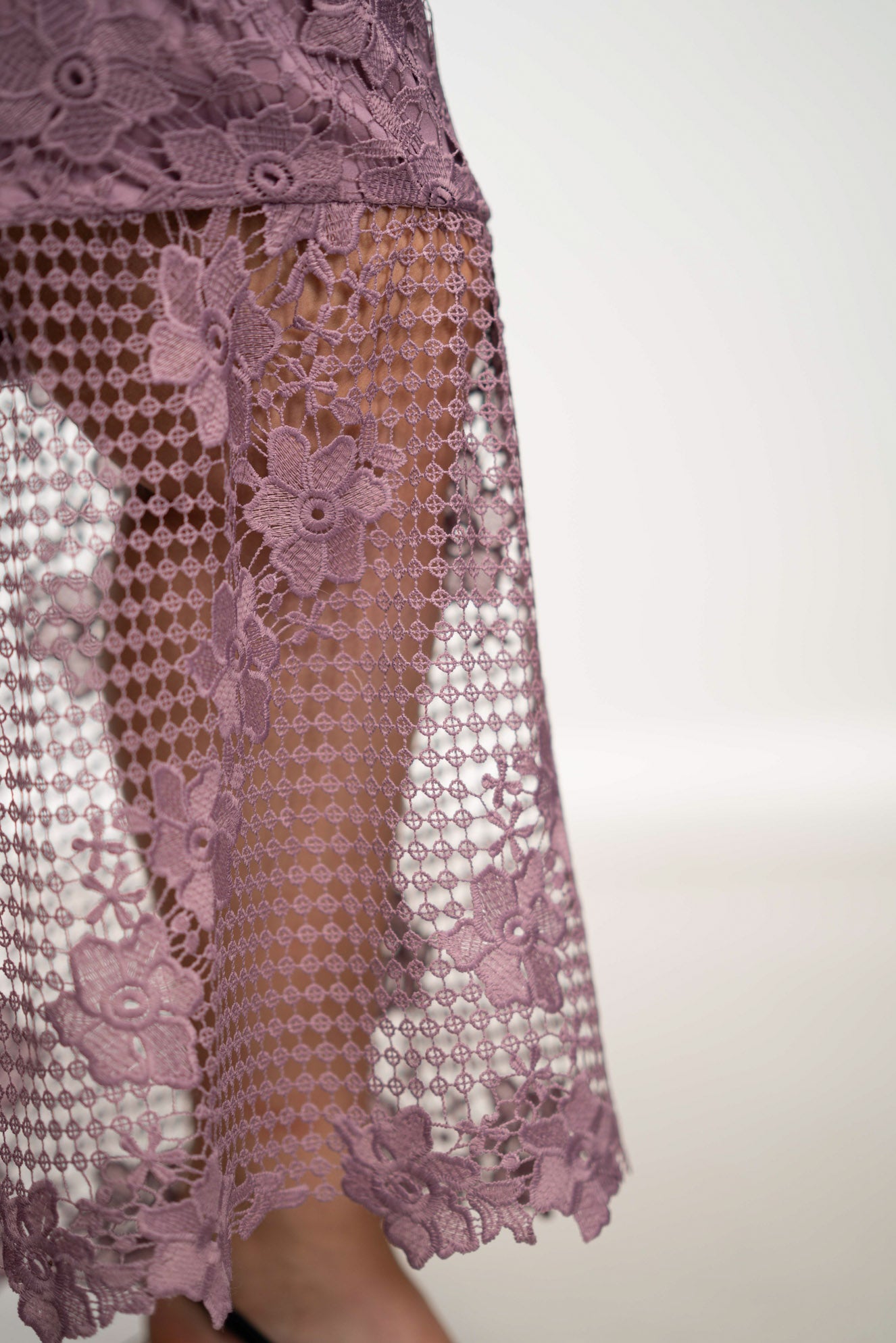 Mauve Lace Mermaid Midi
