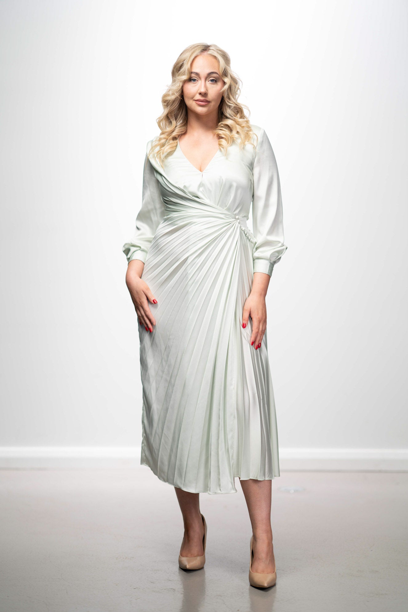 Acler Sage Pleated Midi Dress