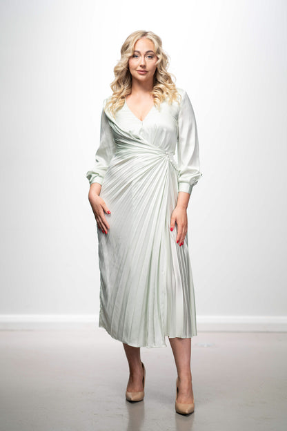 Acler Sage Pleated Midi Dress