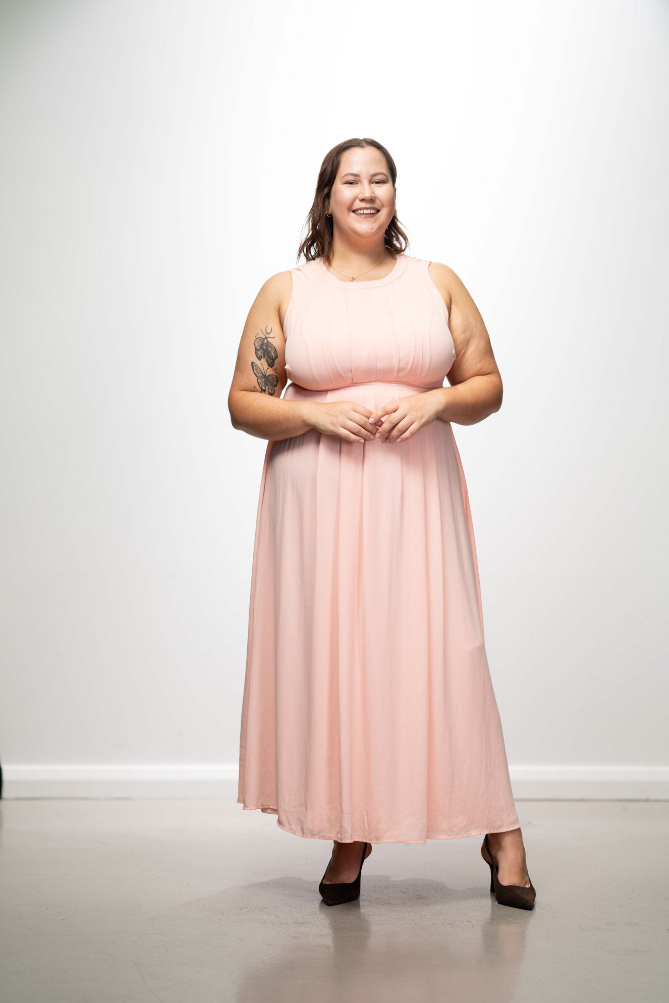 Pink Halter-Tie Maxi Dress
