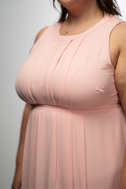 Pink Halter-Tie Maxi Dress