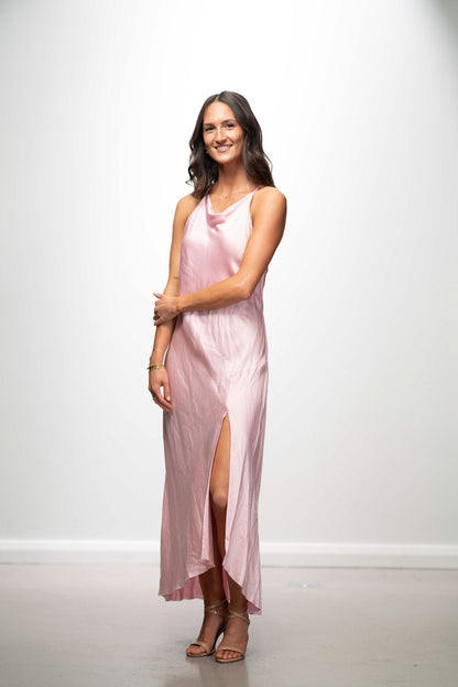 Pink Party Slip Slit Dress