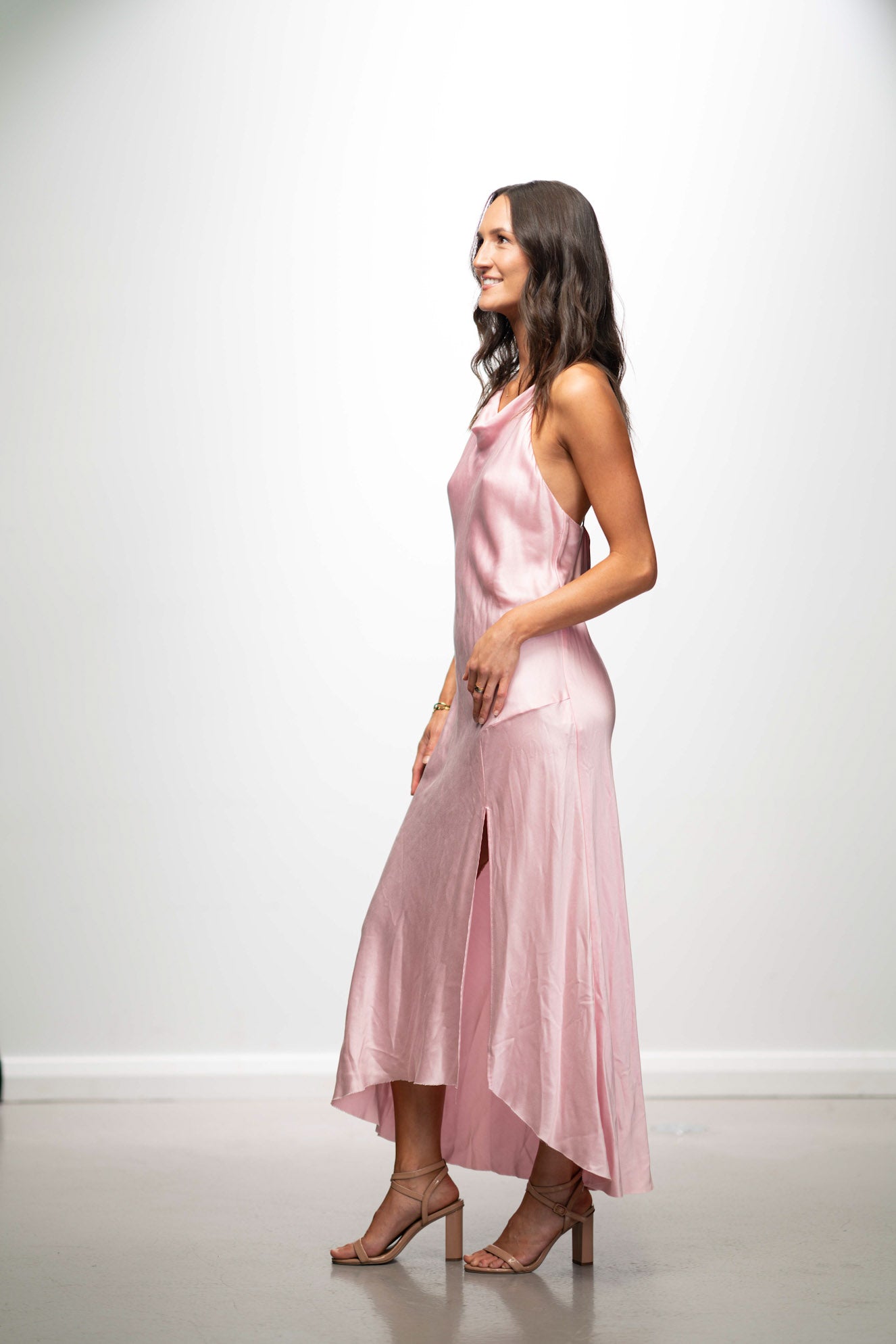 Pink Party Slip Slit Dress