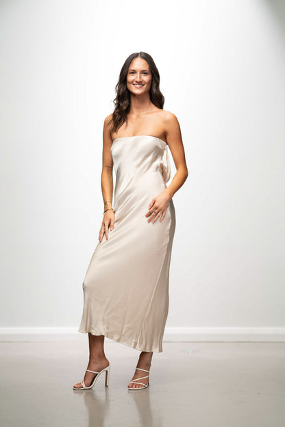 MOONDANCE STRAPLESS SLIP DRESS