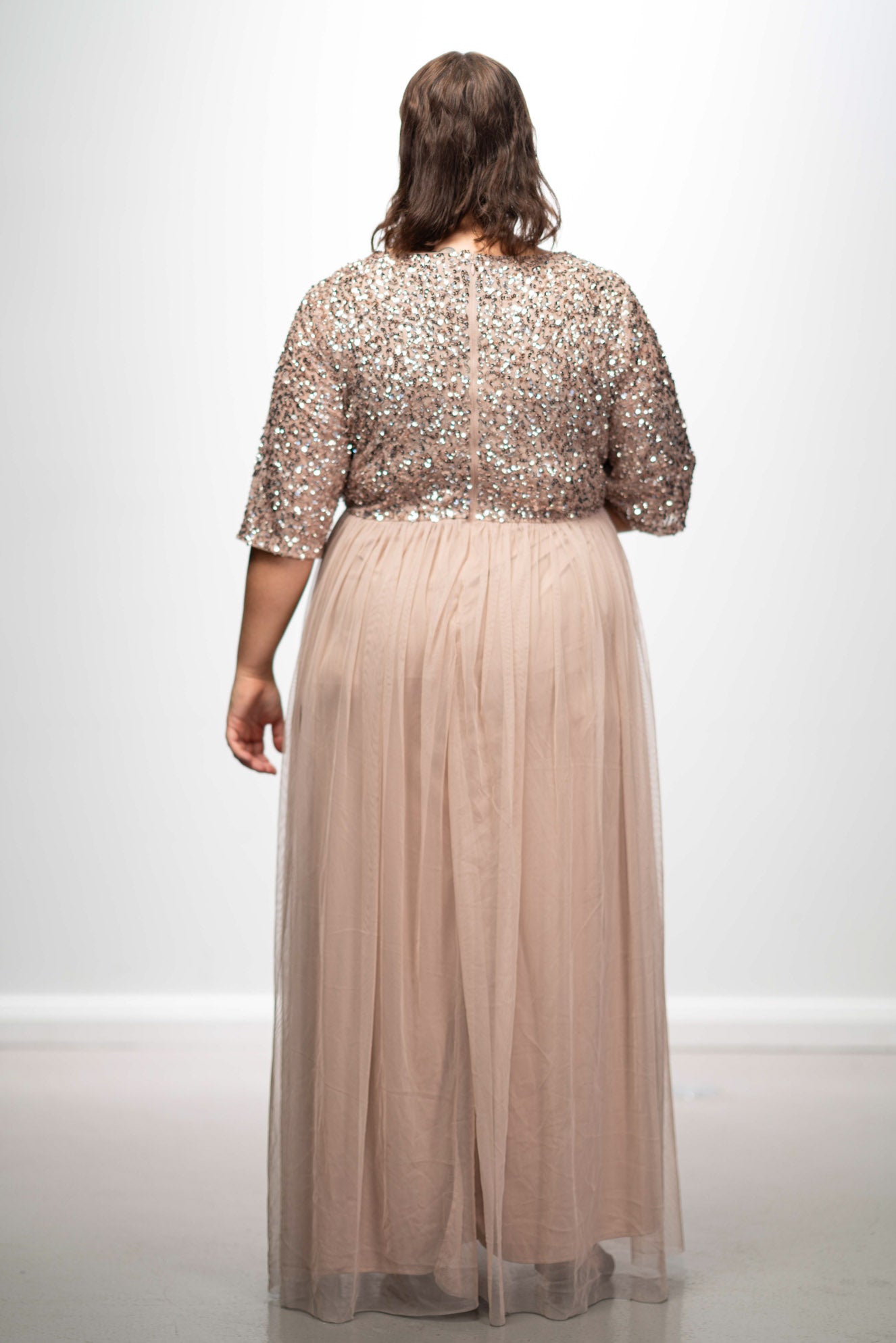 Maya Taupe Blush Embellished Maxi Dress