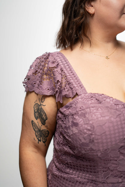 Mauve Lace Mermaid Midi