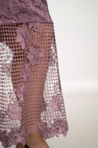 Mauve Lace Mermaid Midi