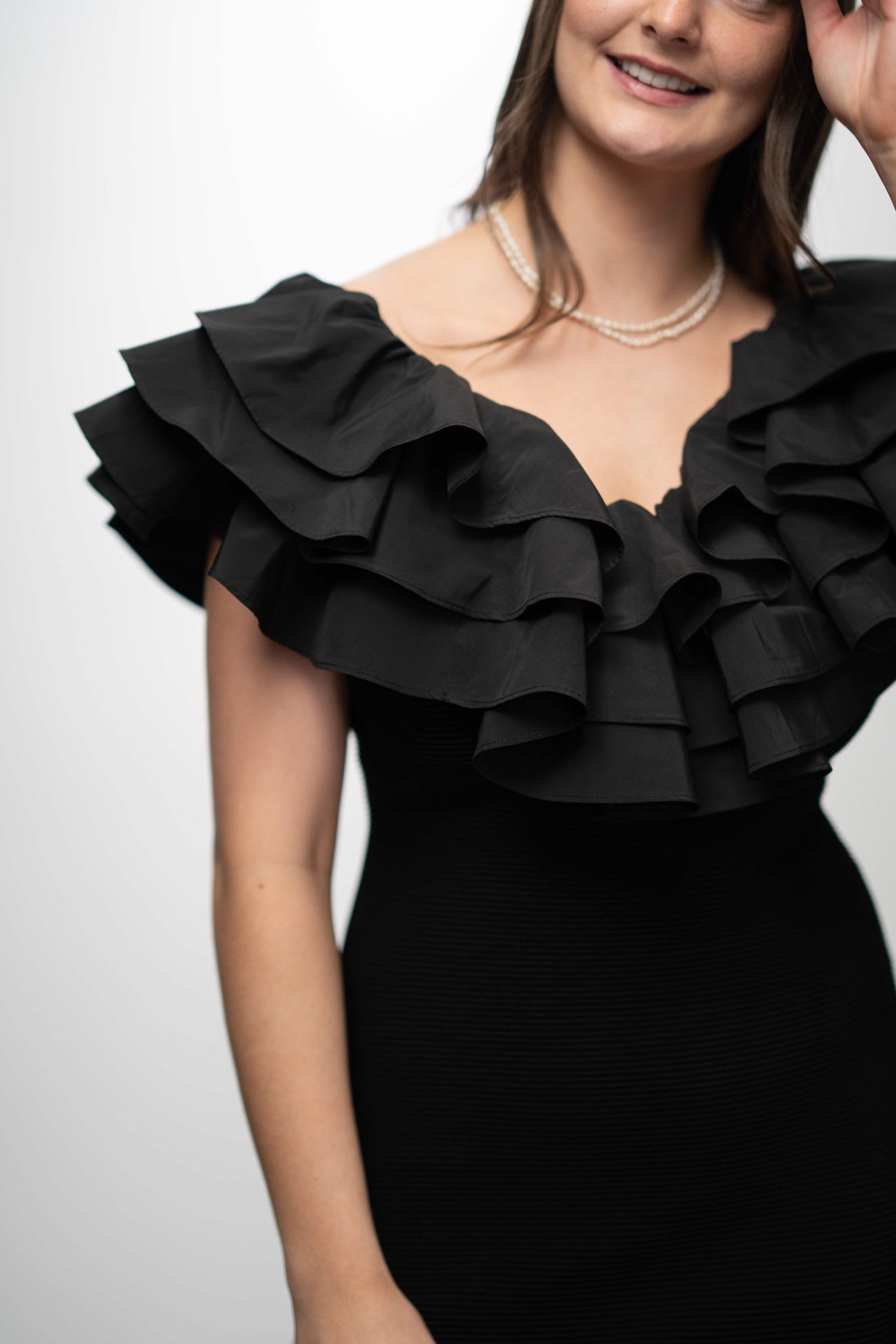 AJE TRANSCENDENT RUFFLED MIDI DRESS