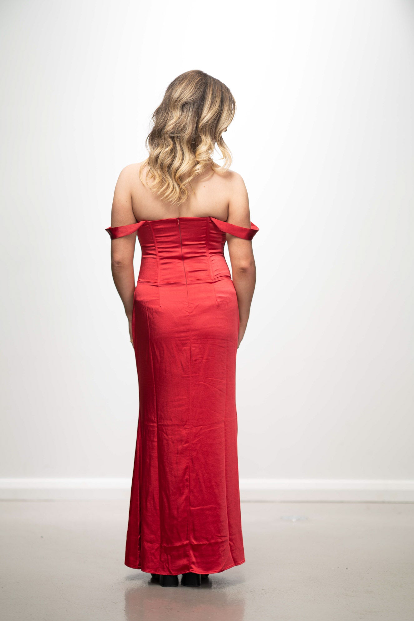 Ruby Red Satin Maxi