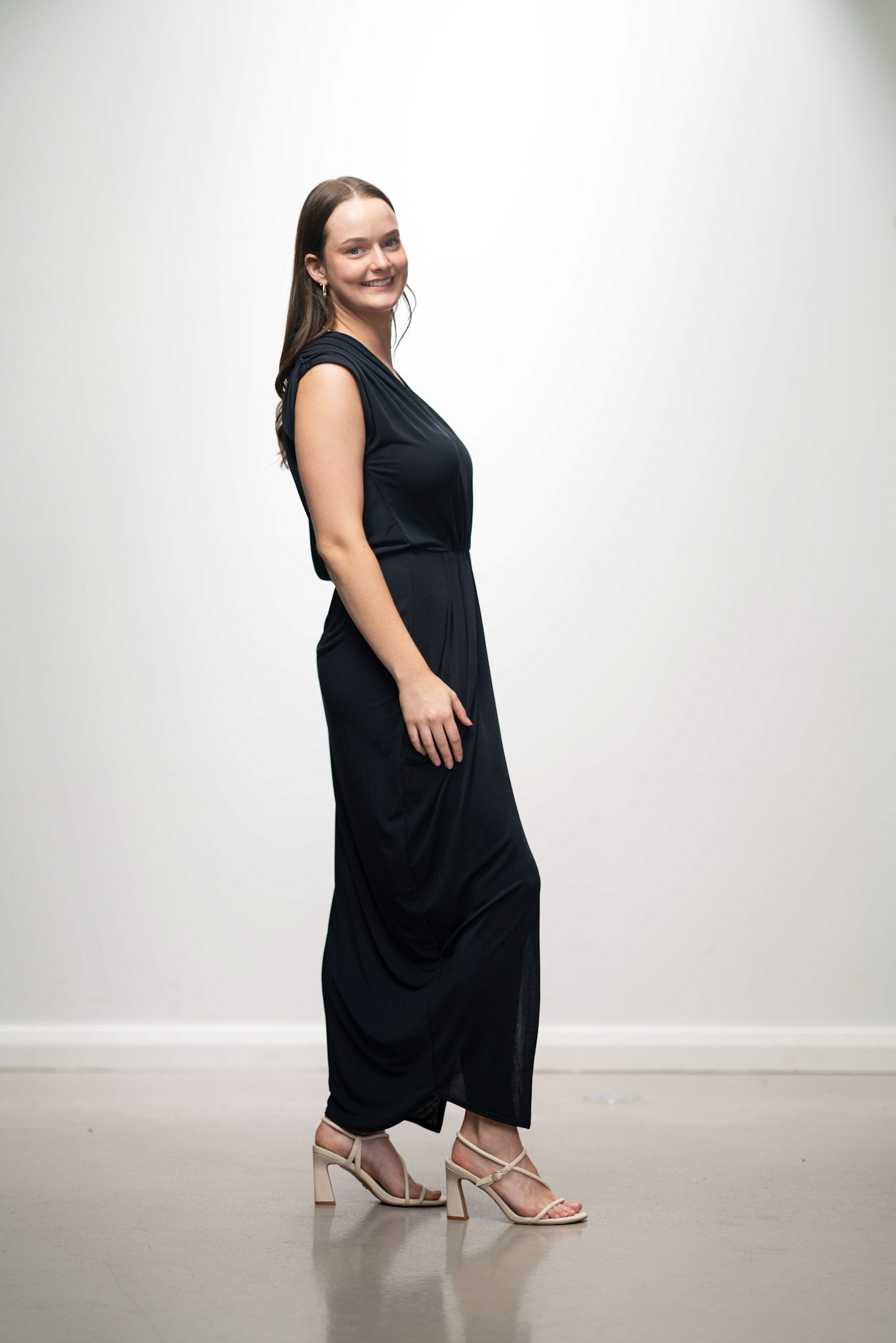 Navy V Neck Maxi