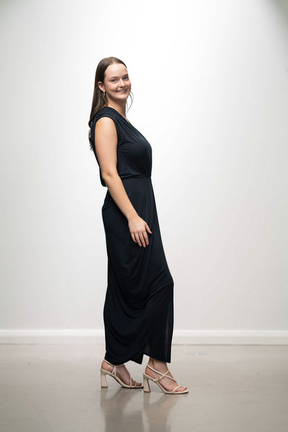 Navy V Neck Maxi