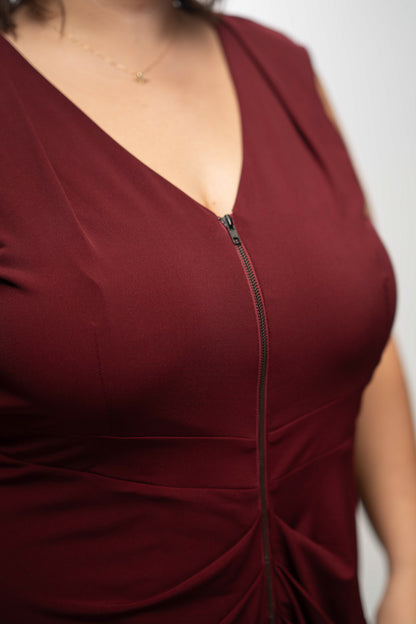Burgundy Ruched Midi