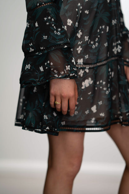 Emerald Sheer Floral Cut-Out Mini