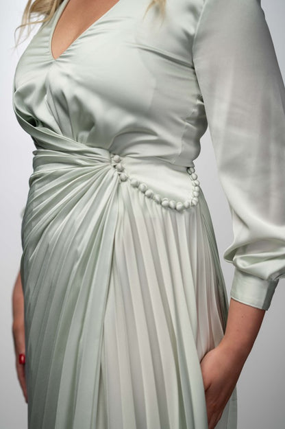 Acler Sage Pleated Midi Dress