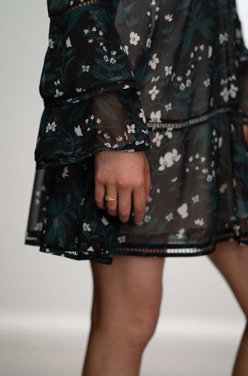 Emerald Sheer Floral Cut-Out Mini