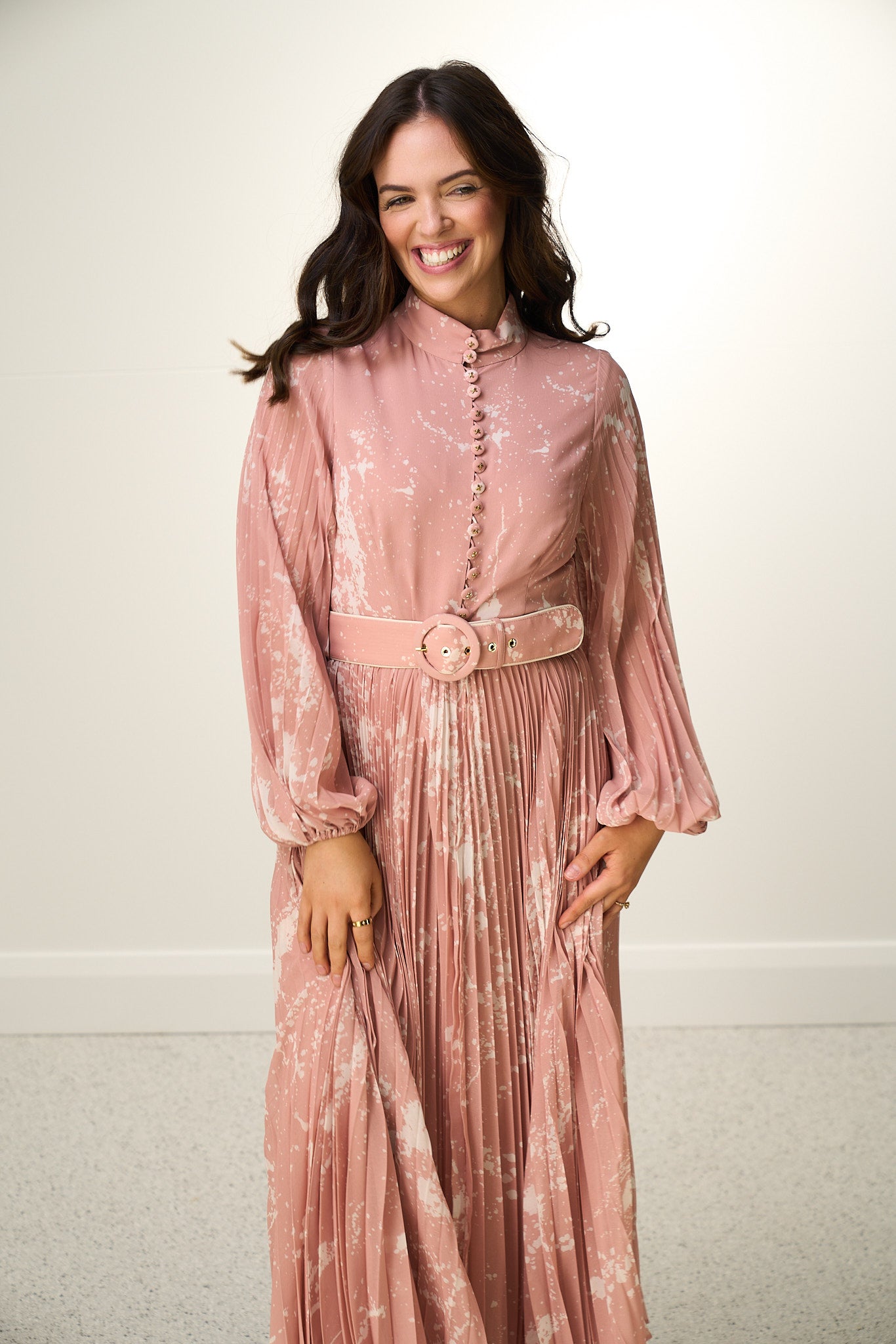 SUNRAY PINK BLUSH SPLATTER DRESS