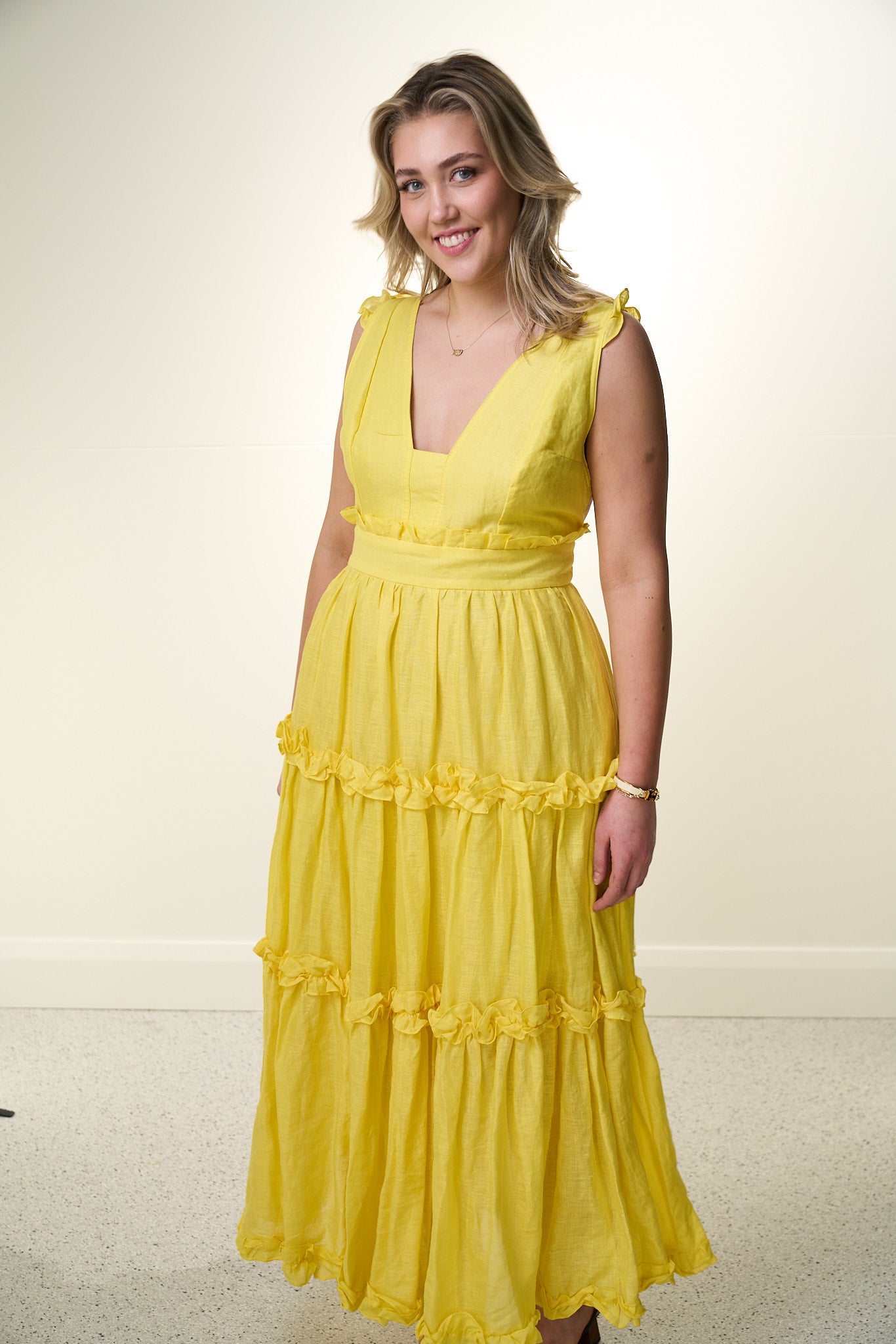 LINEN RUFFLE DRESS