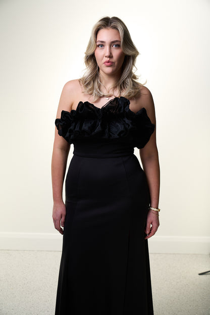 STRAPLESS MAXI DRESS WITH FRILL TOP
