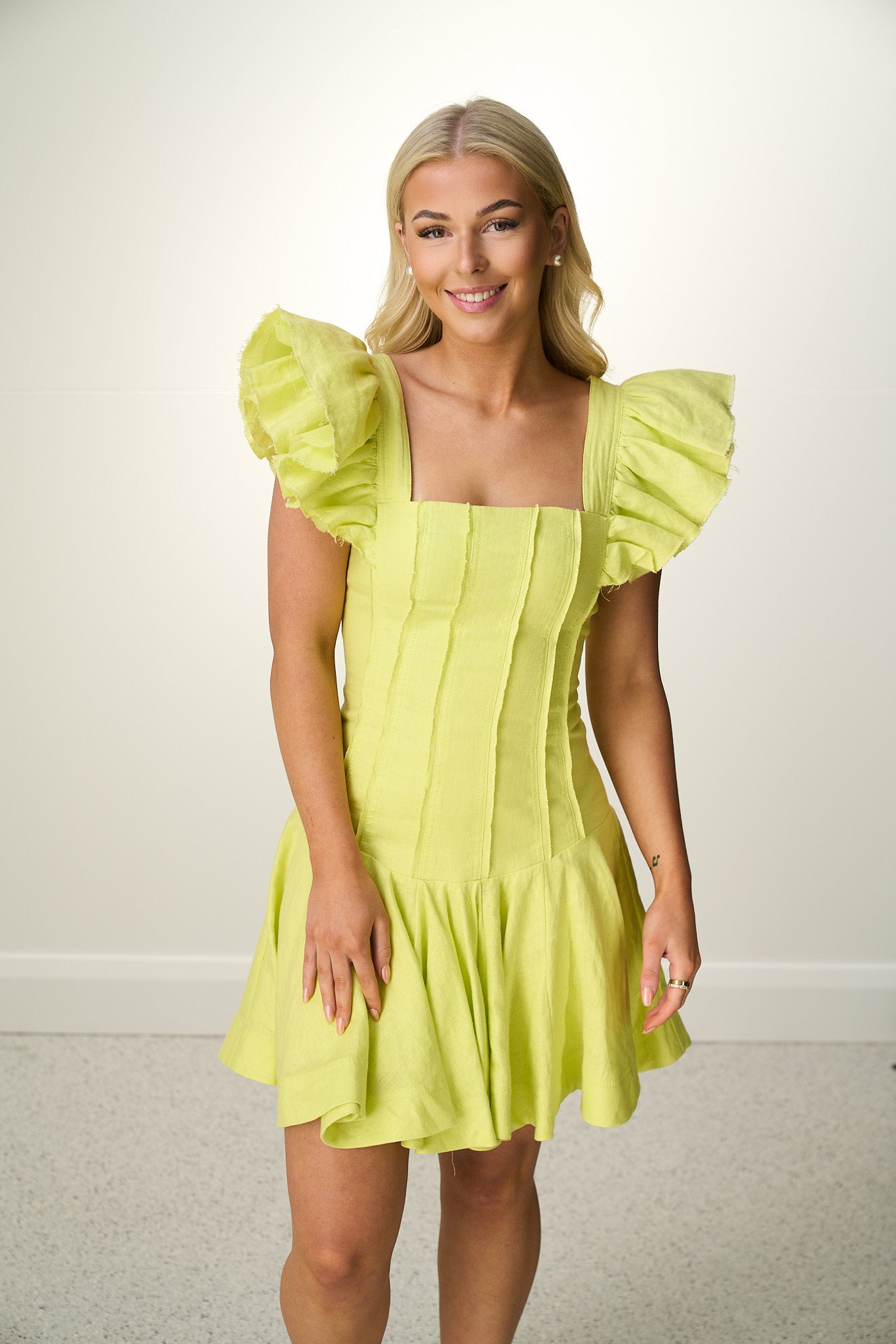 aje breathless frill sleeve mini dress BREATHLESS FRILL SLEEVE MINI