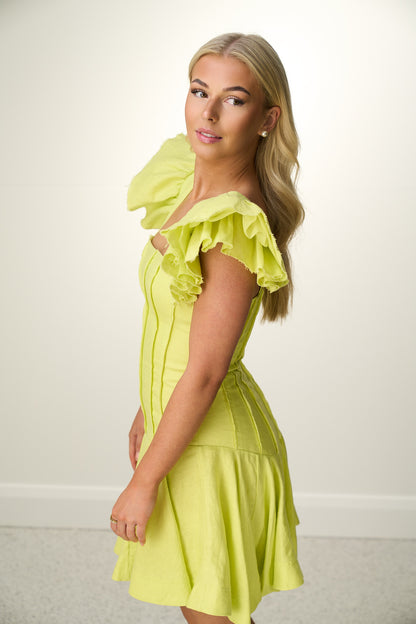 BREATHLESS FRILL SLEEVE MINI
